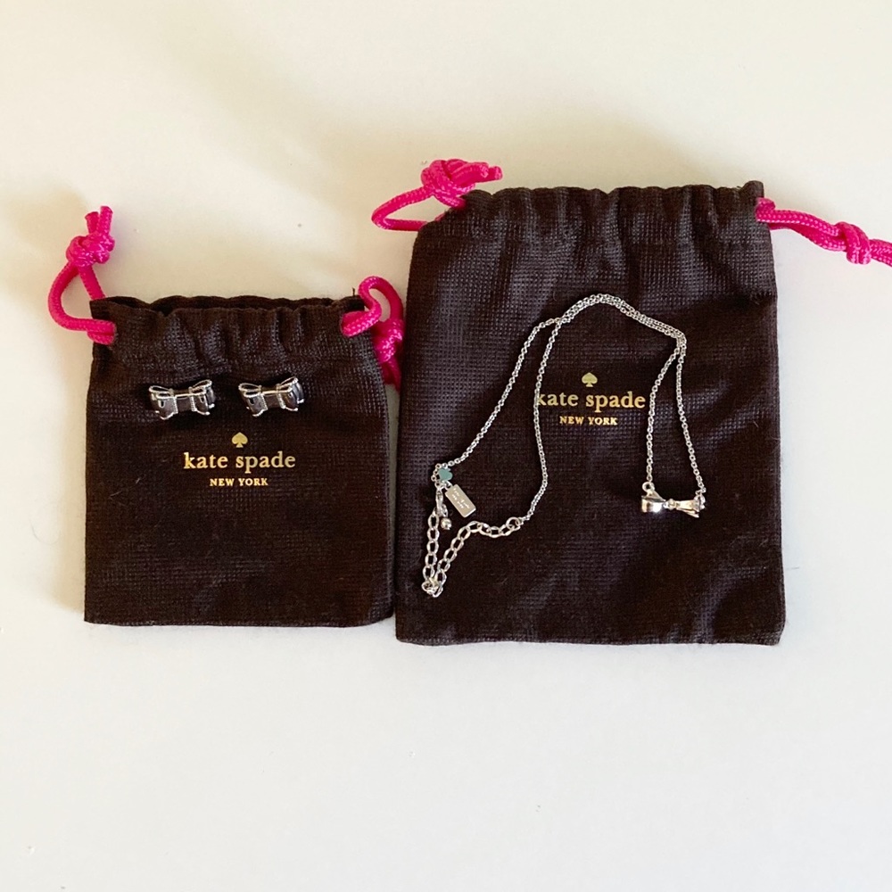 Kate spade silver bow necklace and earring set